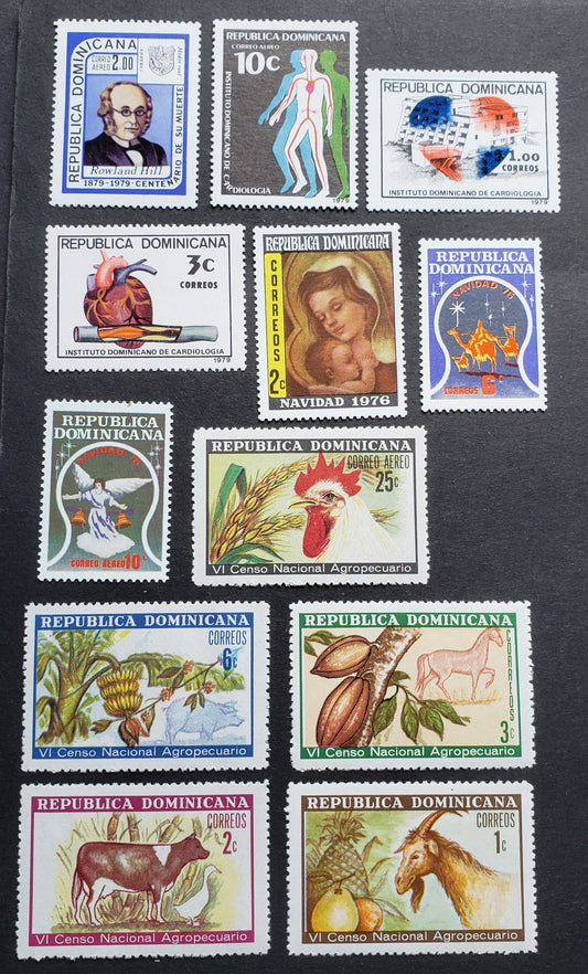 Lot 53 Dominican Republic SC#682/C299 1971-1979 6th National Agriculture & Live Stock Census - Rolland Hill, 12 VFNH Singles, Click on Listing to See ALL Pictures, 2017 Scott Cat. $10.7