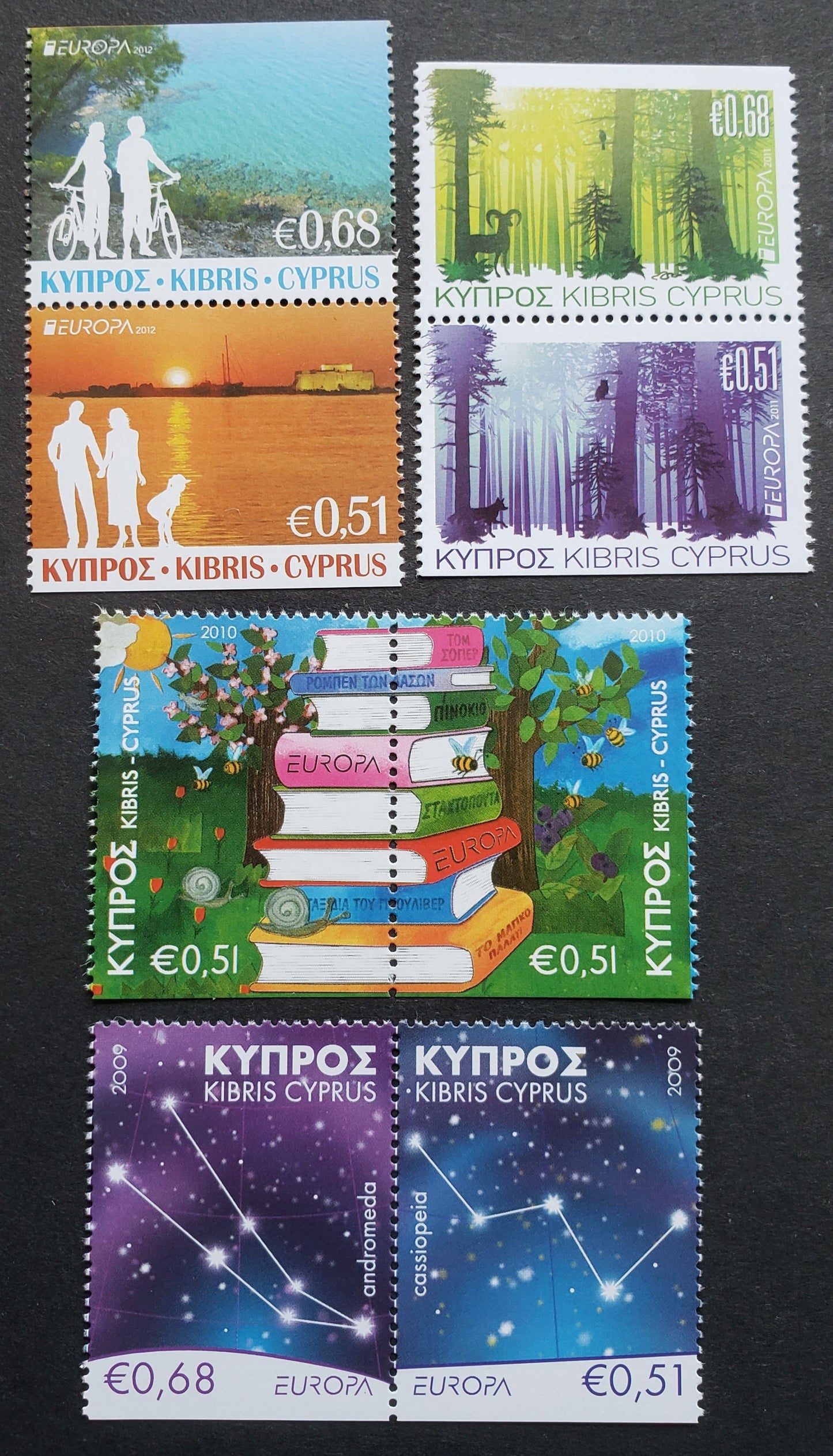 Cyprus SC#1110/1174 2009-2012 Europa Issues, 4 VFNH Booklet Pairs, Click on Listing to See ALL Pictures, 2017 Scott Cat. $13.25