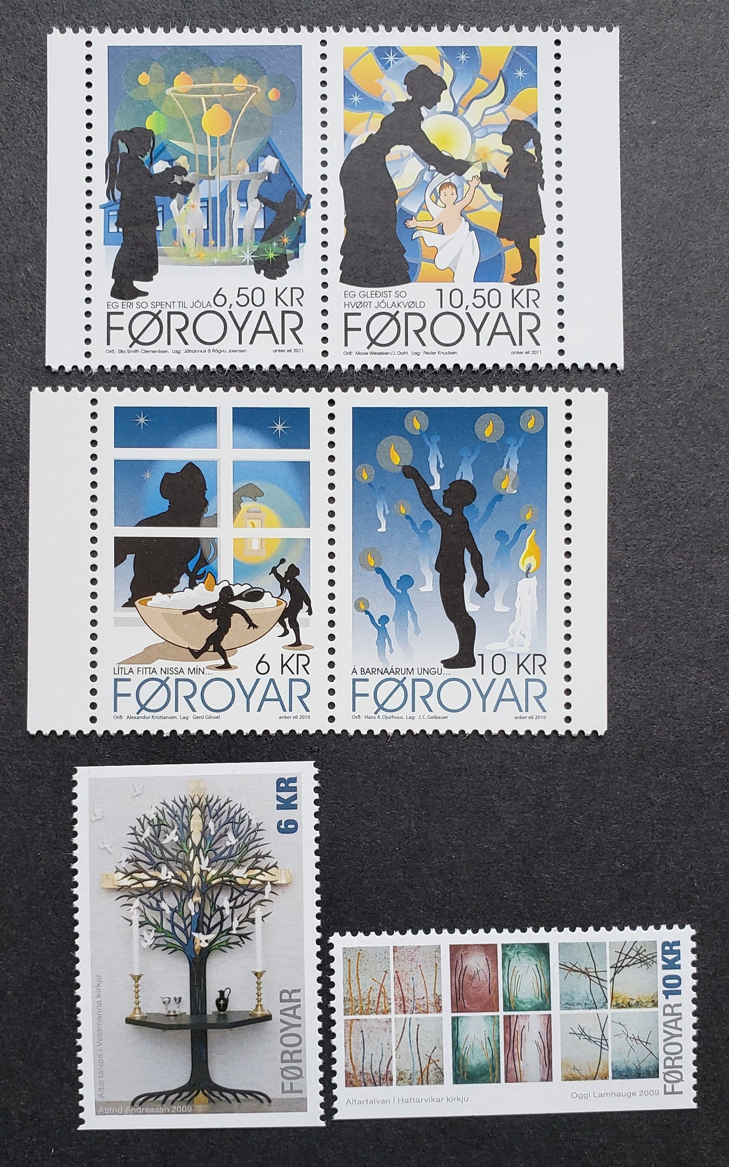 Lot 4 Faroe Islands SC#522/571 2009-2011 Christmas - Christmas, 4 VFNH Singles & Pairs, Click on Listing to See ALL Pictures, 2017 Scott Cat. $18.8