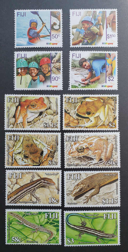 Lot 56 Fiji SC#1080/1139 2006-2007 Frogs & Sharks - Scouting Centenary, 12 VFNH Singles, Click on Listing to See ALL Pictures, 2017 Scott Cat. $23