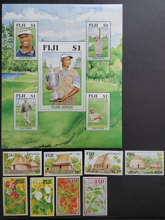 Lot 65 Fiji SC#1097/1127 2006-2007 Vijay Singh - Tradition, 9 VFNH Singles & Souvenir Sheet, Click on Listing to See ALL Pictures, 2017 Scott Cat. $22.75