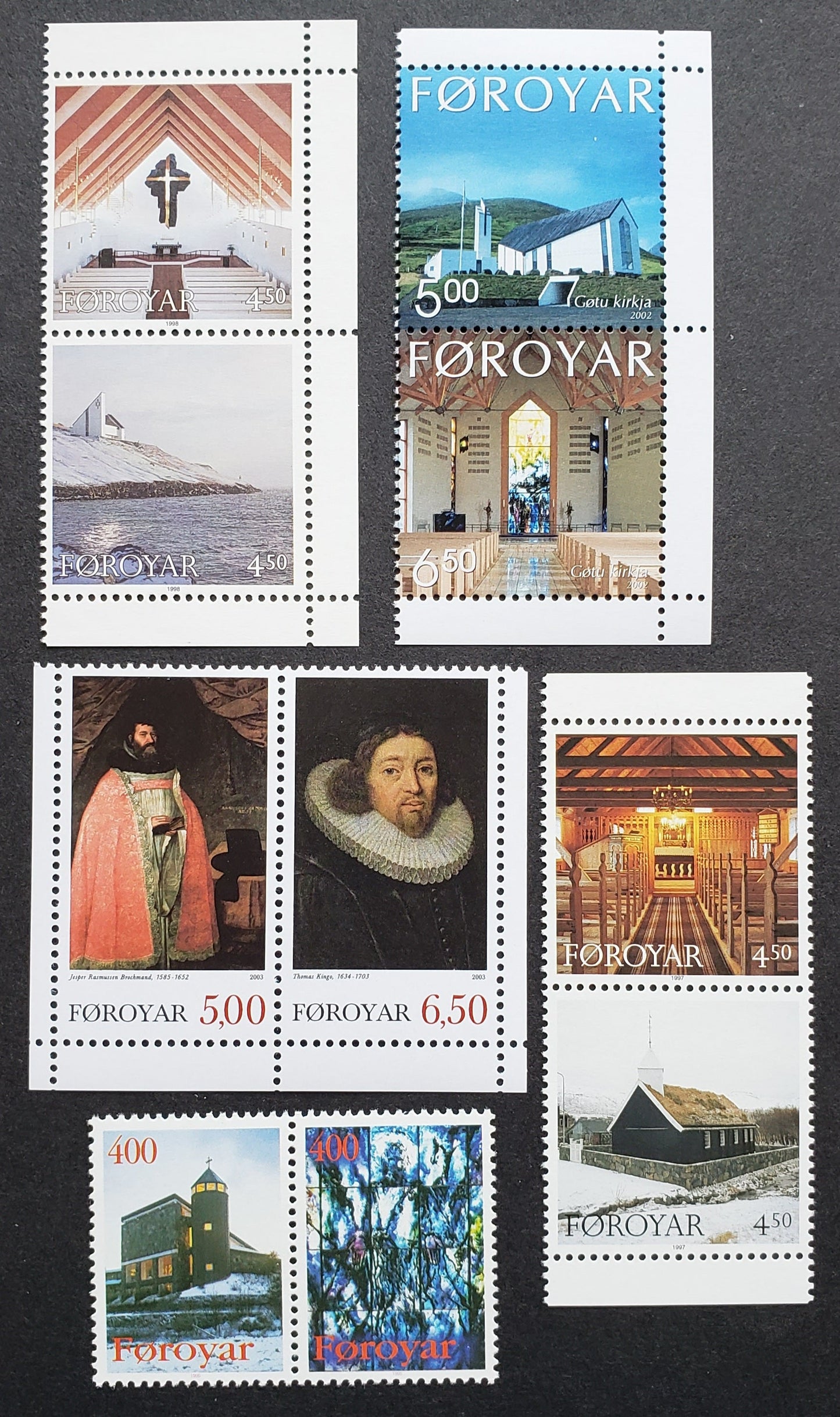 Lot 6 Faroe Islands SC#293/437 1995-2003 Christmas - Christmas, 5 VFNH Pairs, Click on Listing to See ALL Pictures, 2017 Scott Cat. $16.3