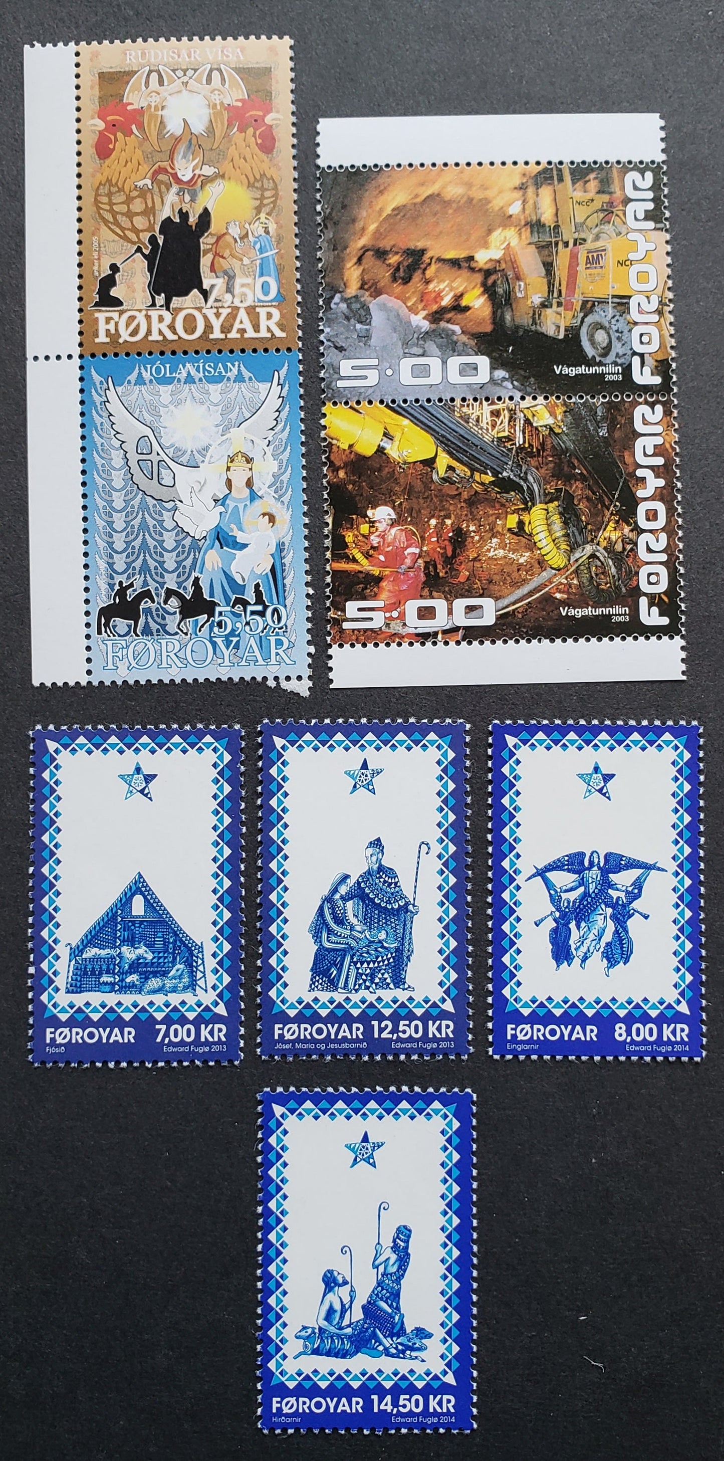 Lot 7 Faroe Islands SC#427/633 2003-2014 Vager - Streymoy Tunnel - Christmas, 6 VFNH Singles & Pairs, Click on Listing to See ALL Pictures, 2017 Scott Cat. $22