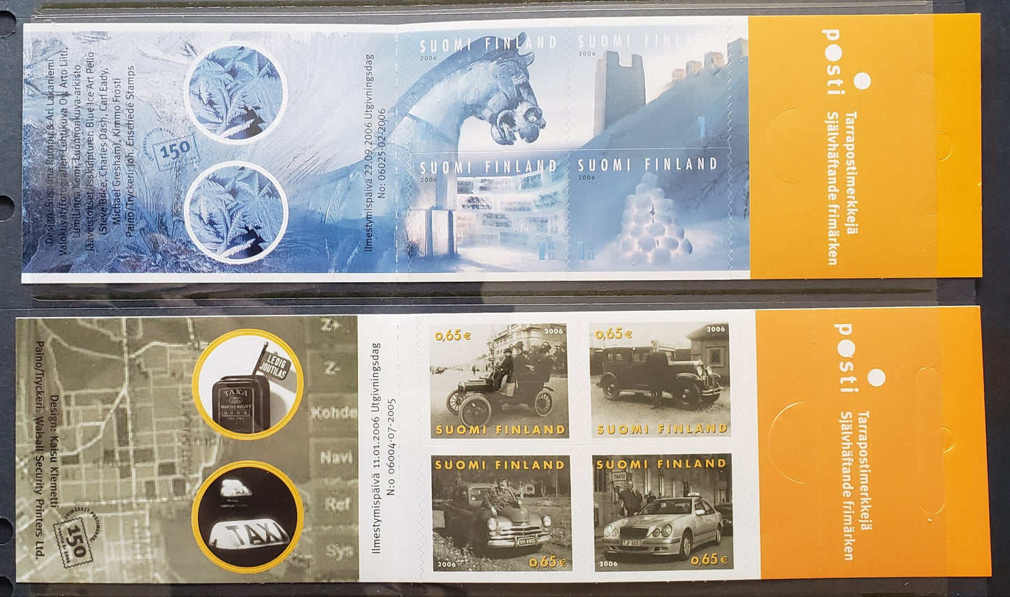 Lot 81 Finland SC#1251/1272 2006 Taxis Centenary - Art Of Snow & Ice, 2 VFNH Booklets, Click on Listing to See ALL Pictures, 2017 Scott Cat. $18