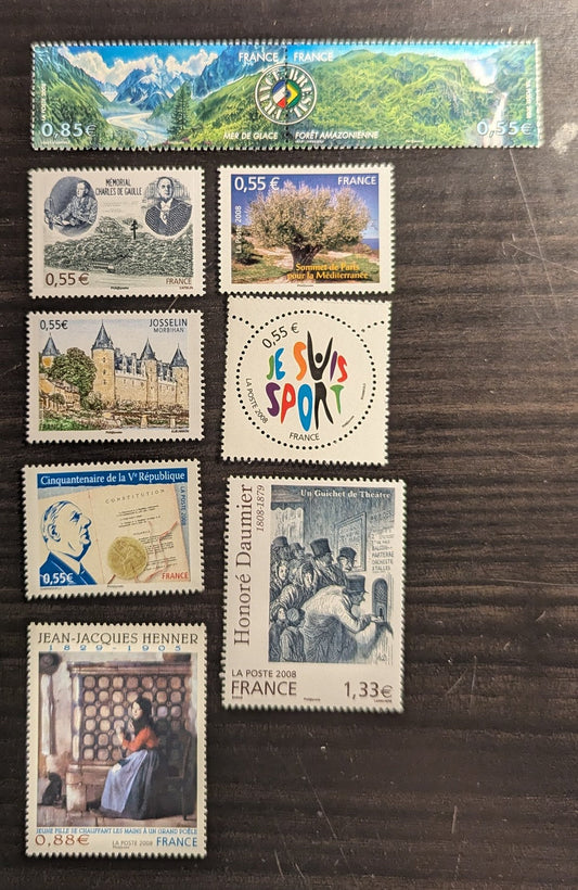 Lot 65 France SC#3411/3518 2008 Art - Fifth Republic, 50th Anniv, 8 VFNH Singles & Pair, Click on Listing to See ALL Pictures, 2017 Scott Cat. $18.5