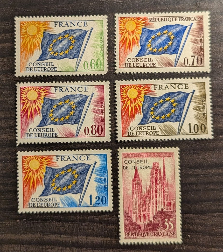 Lot 95 France - Council Of Europe SC#854/1O35 1957-1984 Official Issues, 20 VFNH Singles, Click on Listing to See ALL Pictures, 2017 Scott Cat. $27.55