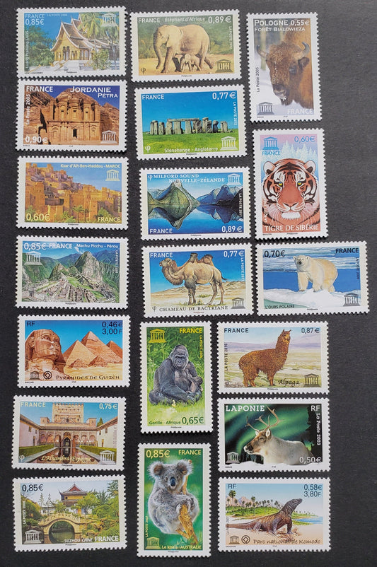 Lot 97 France SC#2O51/2O70 2001-2012 Unesco Issue, 19 VFNH Singles, Click on Listing to See ALL Pictures, 2022 Scott Classic Cat. $42.5