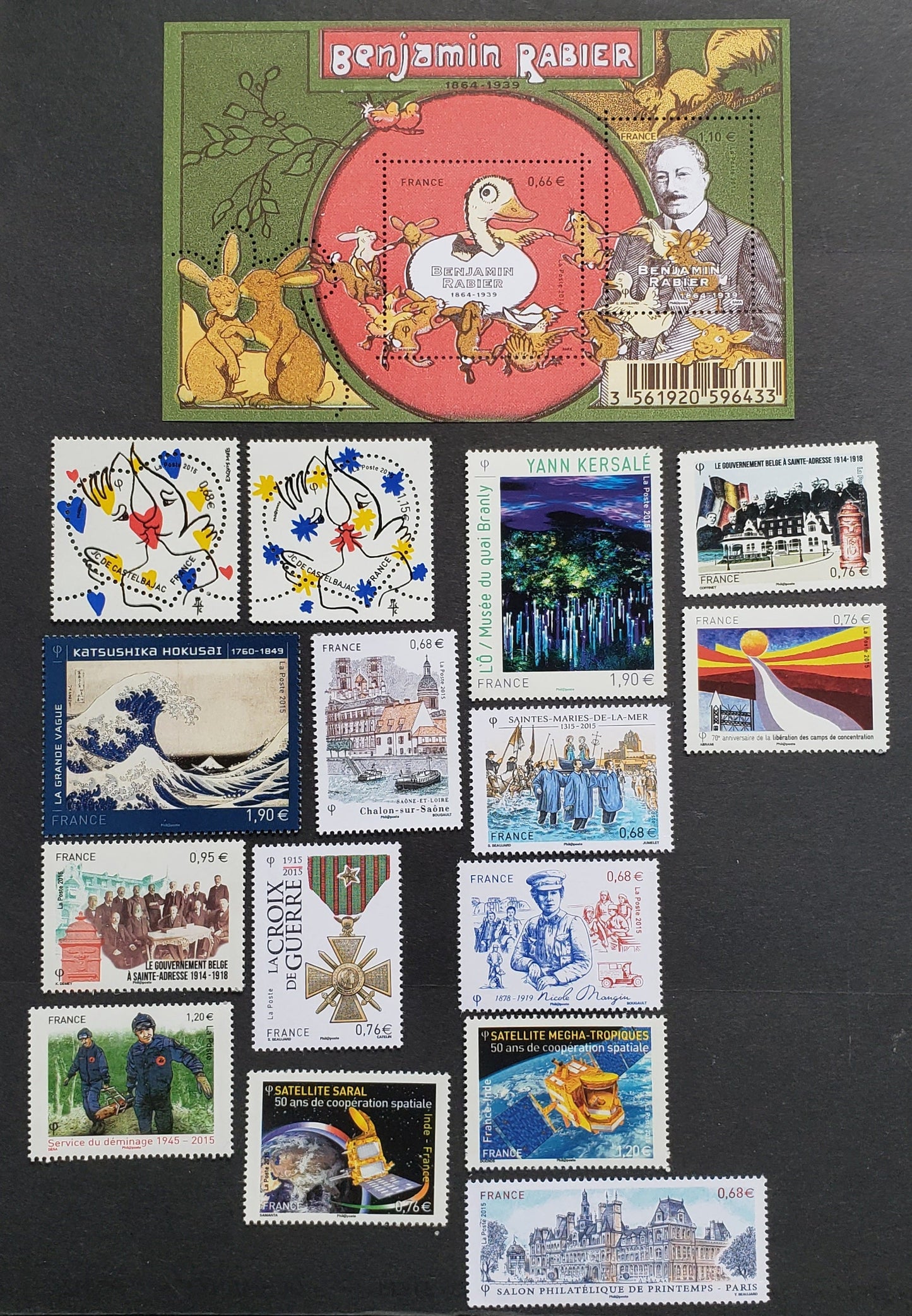 Lot 99 France SC#4626/4801 2014-2015 Benjamin Rabier / Liberation Of Concentration Camps Ann. Issues, 15 VFNH Singles And 1 Souvenir Sheet, Click on Listing to See ALL Pictures, 2022 Scott Classic Cat. $38.65