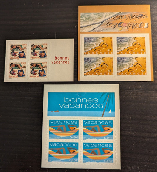 Lot 9 France SC#2829/2961 2001-2003 Vacations, 3 VFNH Booklet Panes Of 4, Click on Listing to See ALL Pictures, 2017 Scott Cat. $13.2