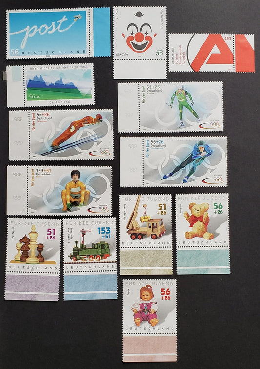 Lot 52 Germany SC#2155/B906 2002 Post / Toys And Games Issues, 13 VFNH Singles, Click on Listing to See ALL Pictures, 2017 Scott Cat.$31.95