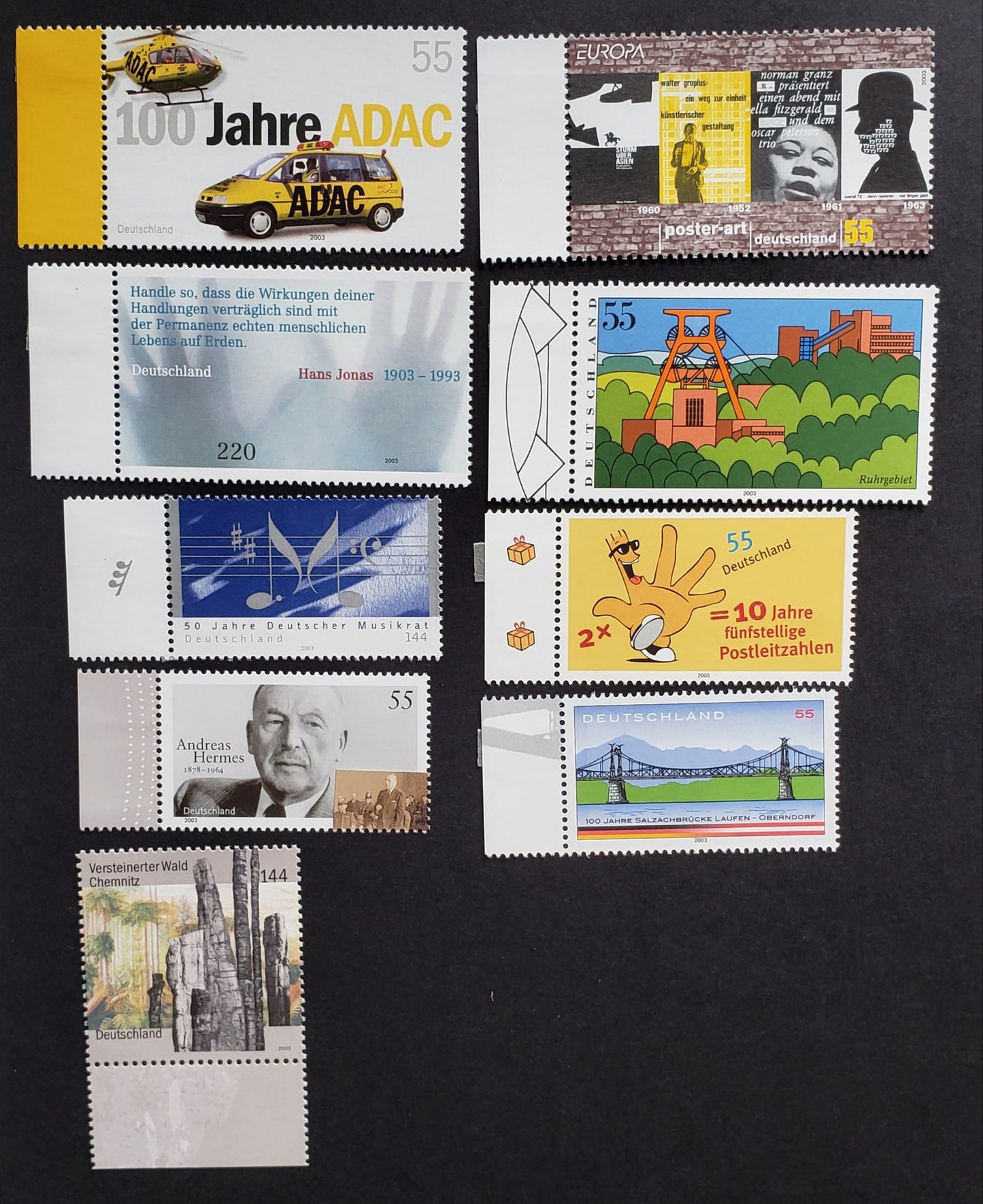 Lot 61 Germany SC#2241/2259 2003 Auto Club / Forest Issues, 9 VFNH Singles, Click on Listing to See ALL Pictures, 2017 Scott Cat.$22.75