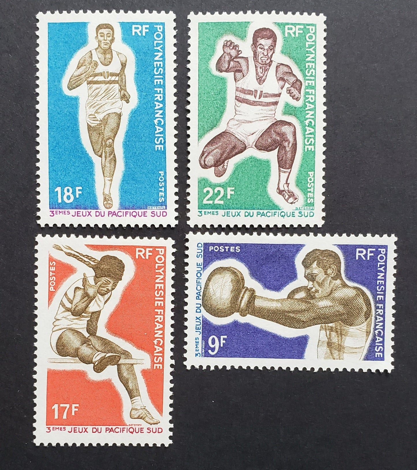 Lot 8 French Polynesia SC#247/250 1969 South Pacific Games, 4 VFOG Singles, Click on Listing to See ALL Pictures, 2017 Scott Cat.$31.5