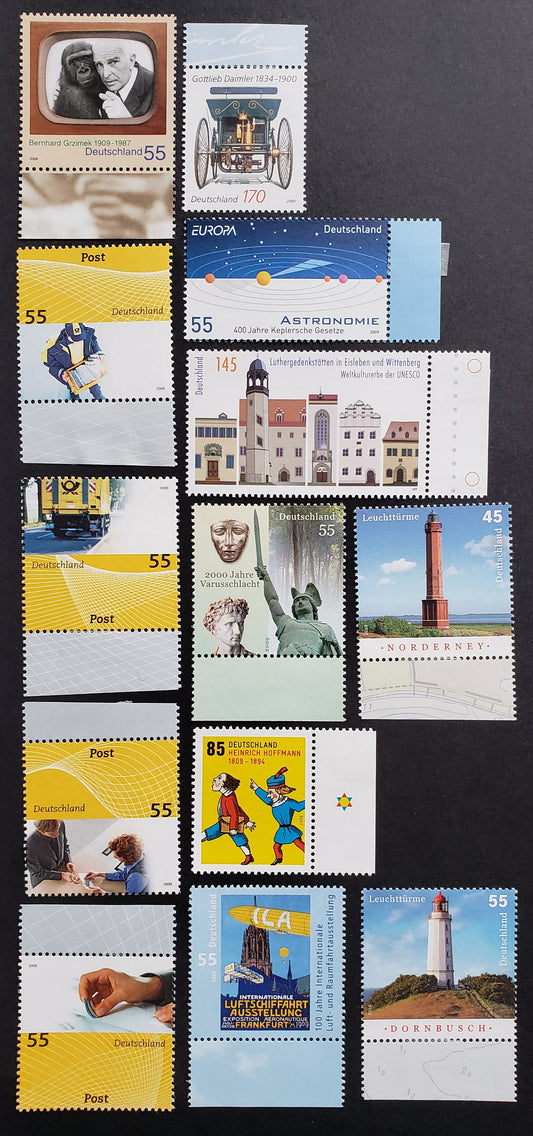 Lot 93 Germany SC#2523/2538 2009 Daimler / Lighthouses Issues, 13 VFNH Singles, Click on Listing to See ALL Pictures, 2017 Scott Cat.$23.2