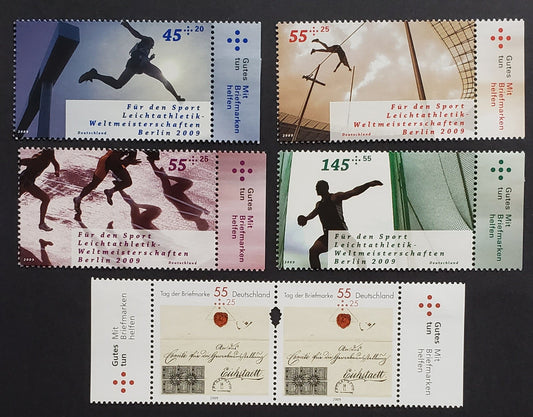 Lot 95 Germany SC#B1015/B1019 2009 World Track And Field Championships / Stamp Day, 4 VFNH Singles And 1 Pair, Click on Listing to See ALL Pictures, 2017 Scott Cat.$14.75