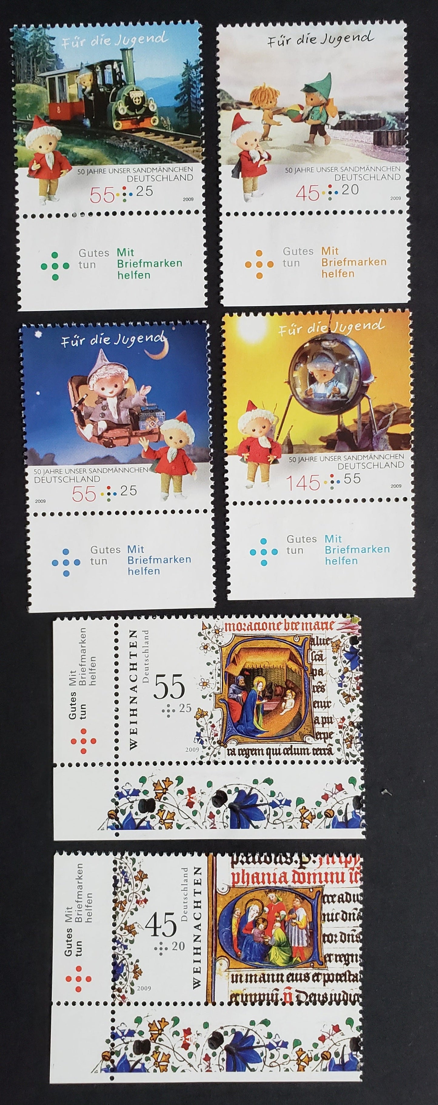 Lot 96 Germany SC#B1020/B1025 2009 Our Sandman / Christmas Issues, 6 VFNH Singles, Click on Listing to See ALL Pictures, 2017 Scott Cat.$14.45