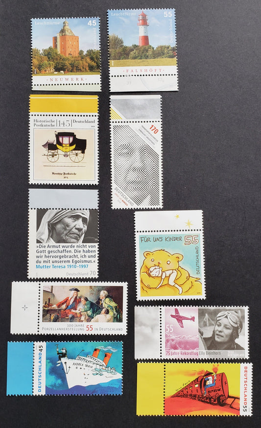 Lot 99 Germany SC#2574/2586 2010 Lighthouses / For Children Issues, 10 VFNH Singles, Click on Listing to See ALL Pictures, 2017 Scott Cat.$19.45