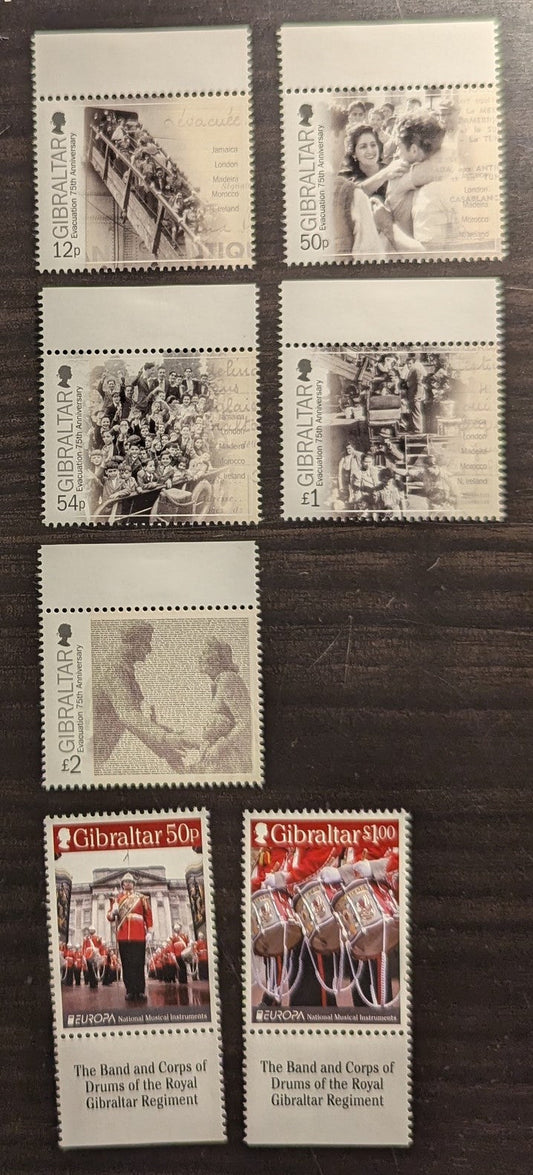 Lot 51 Gibraltar SC#1453/1474 2014 Europa - Evacuation Of Gibraltar 75th Anniv, 7 VFNH Singles, Click on Listing to See ALL Pictures, 2017 Scott Cat. $18.5