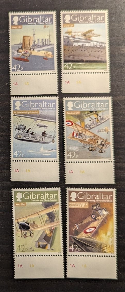 Lot 5 Gibraltar SC#1183-1188 2009 Naval Aviation Centenary, 6 VFNH Singles, Click on Listing to See ALL Pictures, 2017 Scott Cat. $16