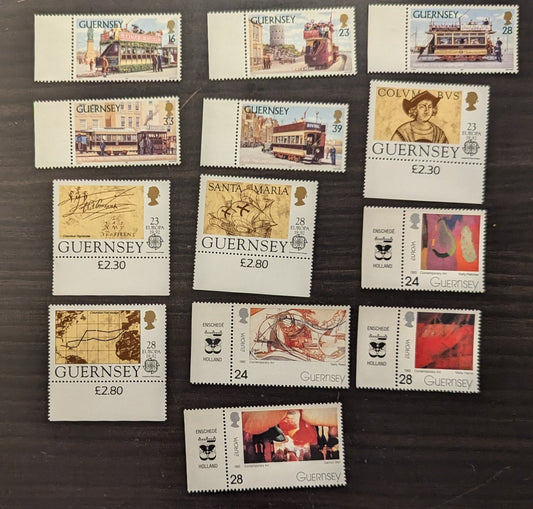 Lot 96 Great Britain - Guernsey SC#467/514 1992-1993 Discovery Of America 500th Anniv - Contemporary Art, 13 VFNH Singles, Click on Listing to See ALL Pictures, 2017 Scott Cat. $11.4