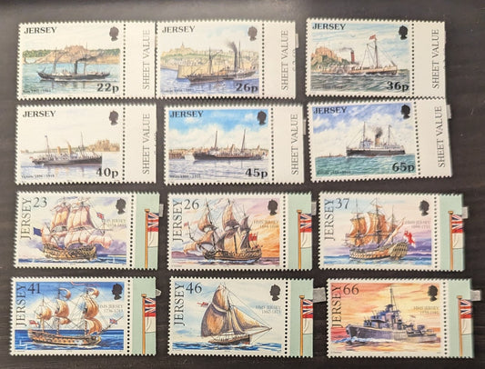 Lot 51 Great Britain - Jersey SC#975/987 2001 Steamships On Jersey-France Route - Navy Ships Named Jersey Issues, 12 VFNH Singles, Click on Listing to See ALL Pictures, 2017 Scott Cat. $13.75