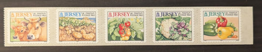 Lot 52 Great Britain - Jersey SC#981 (26p) Multicolored Postage Paid 2001 Agricultural Products Issue, A VFNH Strip Of 5, Click on Listing to See ALL Pictures, 2017 Scott Cat. $20