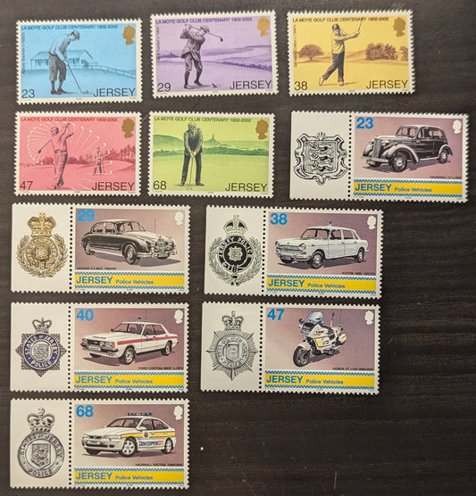 Lot 56 Great Britain - Jersey SC#1024-1034 2002 La Moye Golf Club Centenary - Police Vehicle Issues, 11 VFNH Singles, Click on Listing to See ALL Pictures, 2017 Scott Cat. $13.1