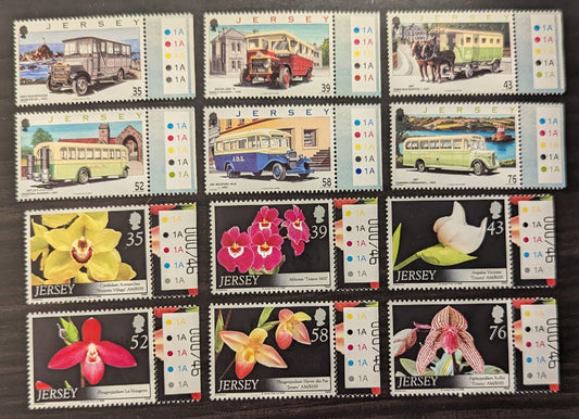 Lot 96 Great Britain - Jersey SC#1311/1324 2008 Buses - Orchid Issues, 12 VFNH Singles, Click on Listing to See ALL Pictures, 2017 Scott Cat. $19