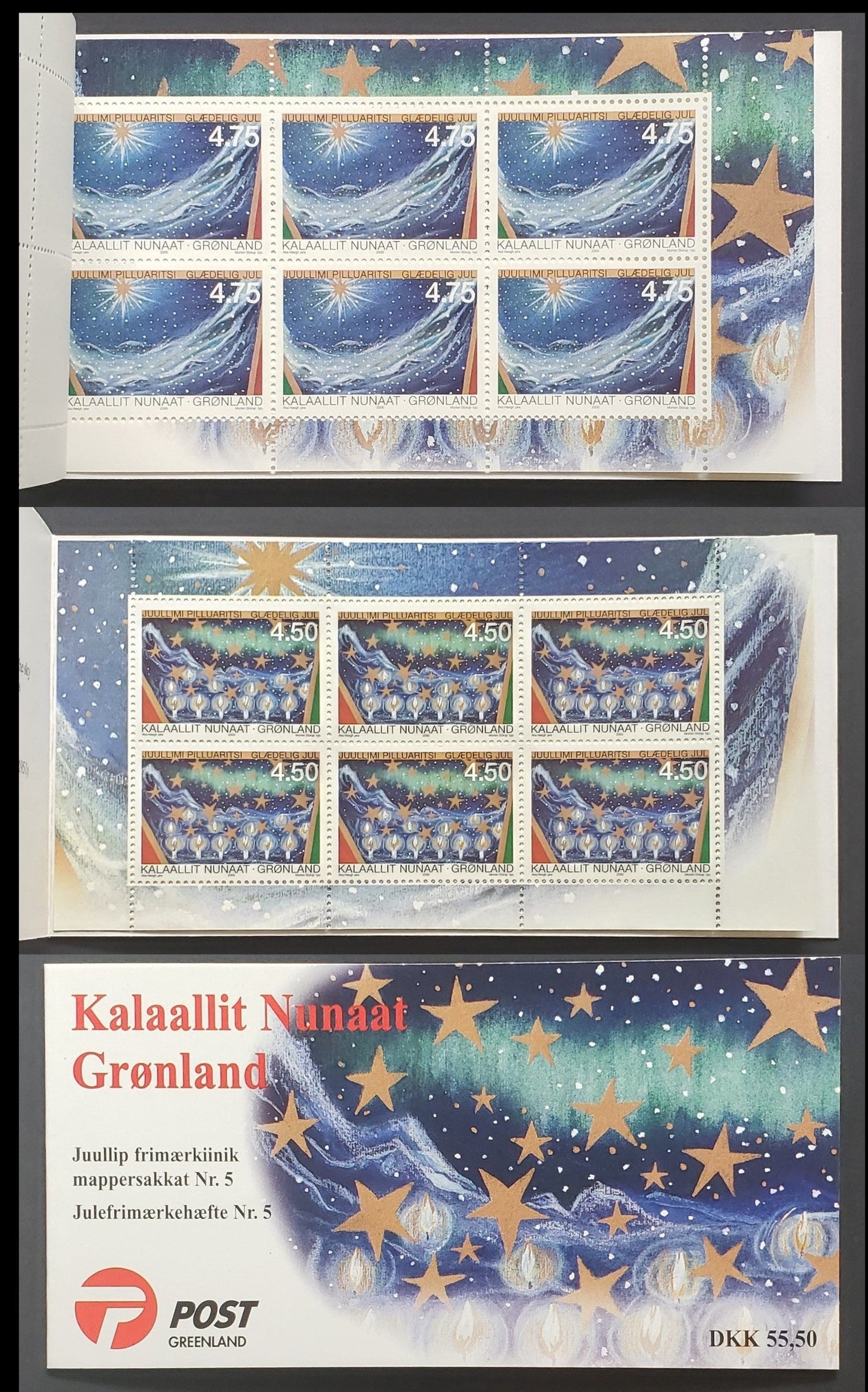 Lot 52 Greenland SC#379a 2000 Christmas Issue, A VFNH Complete Booklet Of 2 Panes Of 6, Click on Listing to See ALL Pictures, 2022 Scott Classic Cat. $22.5