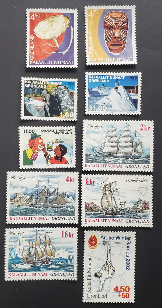 Lot 57 Greenland SC#B26/400 2001-2002 Arctic Winter Games / Ships Issues, 10 VFNH Singles, Click on Listing to See ALL Pictures, 2022 Scott Classic Cat. $32.85