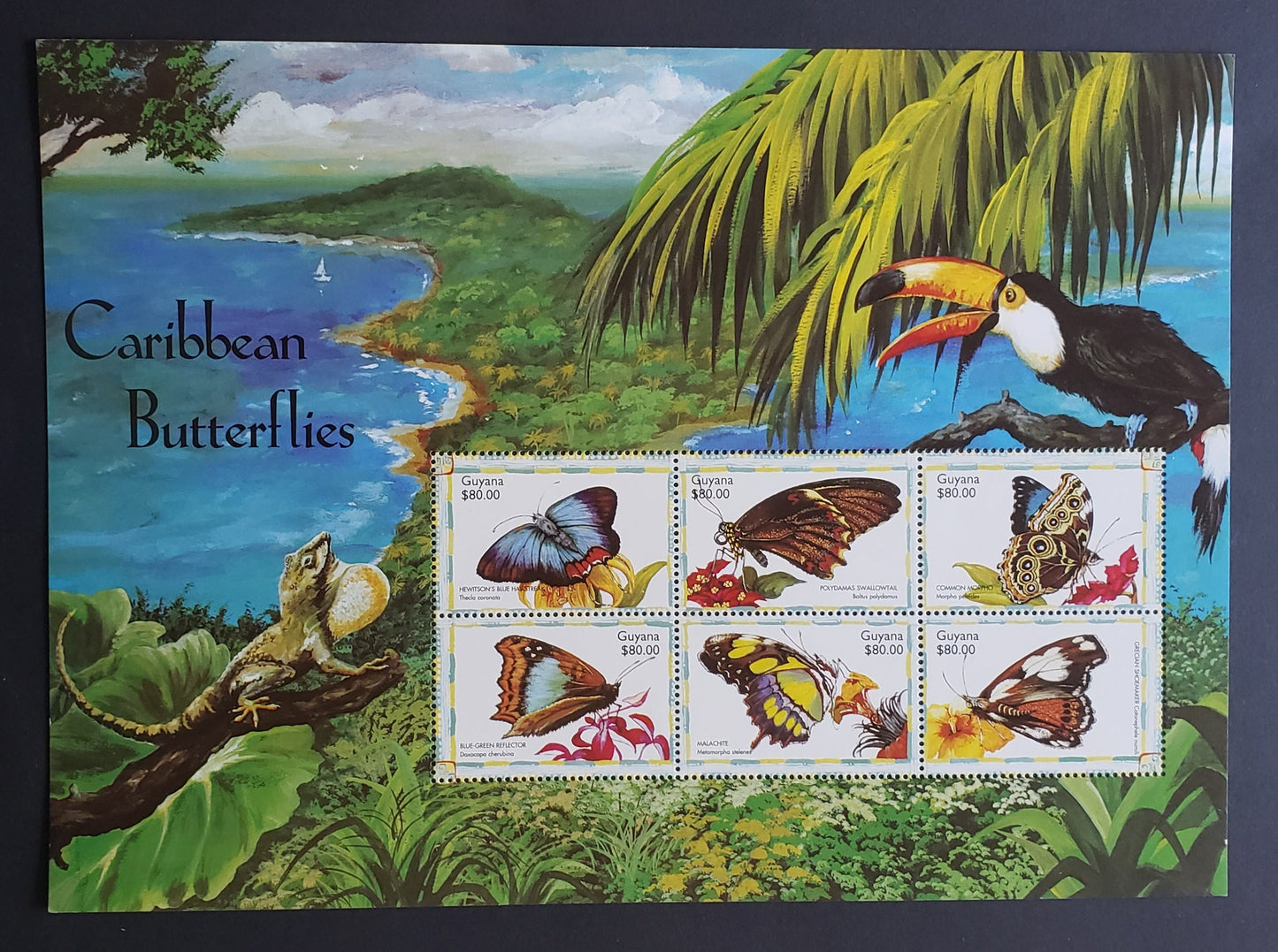 Lot 51 Guyana SC#3382 1999 Caribbean Butterflies Issue, A VFNH Sheet Of 6, Click on Listing to See ALL Pictures, 2017 Scott Cat. $7.25