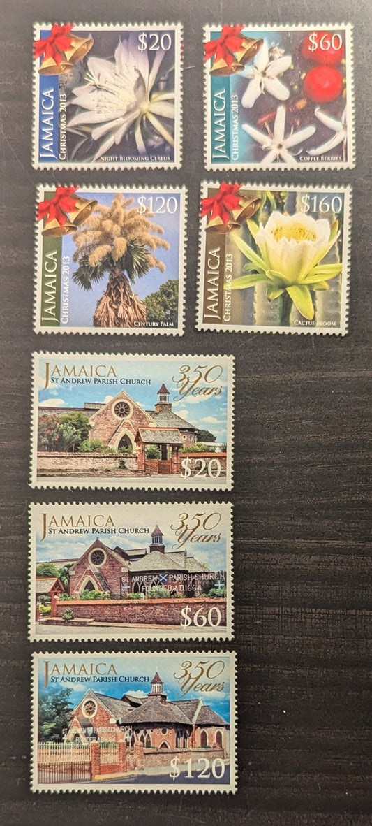 Lot 64 Jamaica SC#1111-1117 2013-2014 Christmas - St Andrew Parish Church 350th Anniv Issues, 7 VFNH Singles, Click on Listing to See ALL Pictures, 2017 Scott Cat. $11