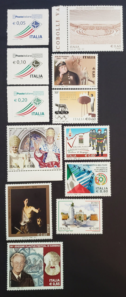 Lot 56 Italy SC#3009/3021 2010 Envelope / Piazzale di Porta Pia Issues, 12 VFNH Singles, Click on Listing to See ALL Pictures, 2017 Scott Cat. $16.45