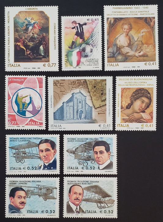 Lot 5 Italy SC#2558/2572 2003 The Assumption / Maesta Issues, 10 VFNH Singles, Click on Listing to See ALL Pictures, 2017 Scott Cat. $15.3