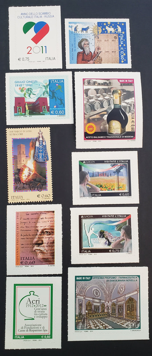 Lot 65 Italy SC#3110/3122 2011-2012 Russian-Italian Year Of Culture / Shops Issues, 10 VFNH Singles, Click on Listing to See ALL Pictures, 2017 Scott Cat. $16.9