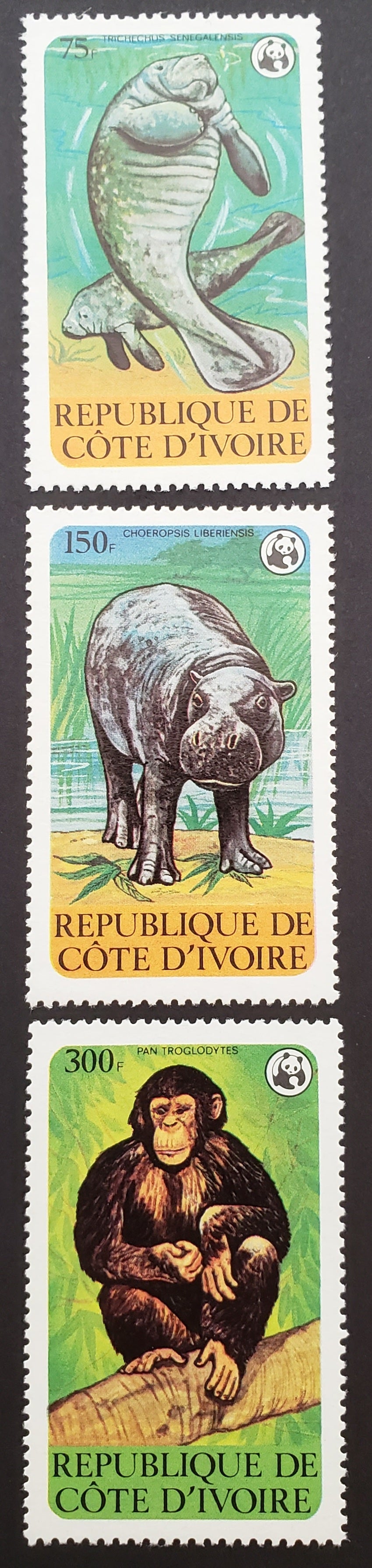 Lot 98 Ivory Coast SC#530/533 2014 WWF Issue, 3 VFNH Singles, Click on Listing to See ALL Pictures, 2017 Scott Cat. $25.5