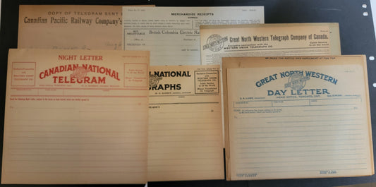 Lot 513 Canada Railway Telegram & Telegraph Forms - CN, CP, GNW, BCER, Mostly Telegram Forms, 13 Different, Red, Blue & Black, F/VF, Est. $30