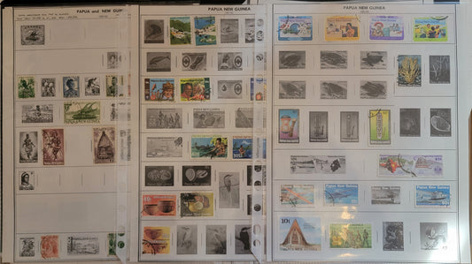 Lot 514 Papua New Guinea, Mostly Used, 1952-1990's Collection On Pages, Approximately 130 Stamps, Net. Est. $30