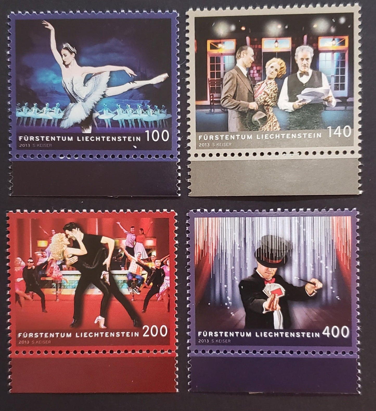 Lot 1 Liechtenstein SC#1584/1587 2013 Performing Arts Issue, 4 VFNH Singles, Click on Listing to See ALL Pictures, 2017 Scott Cat. $18