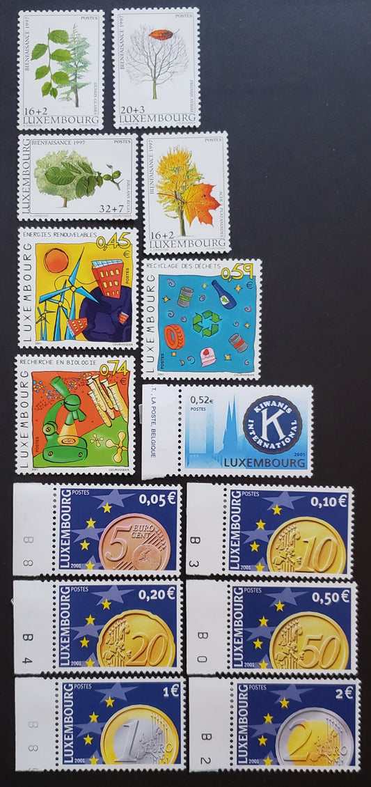 Lot 33 Luxembourg SC#B405/1084 1997-2001 Trees / Kiwanis International Issues, 14 VFNH Singles, Click on Listing to See ALL Pictures, 2017 Scott Cat. $22.9