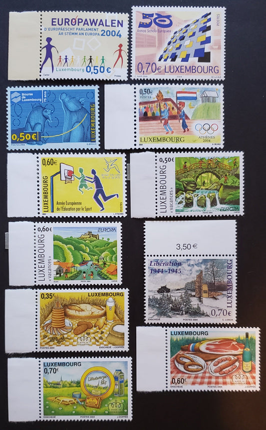 Lot 42 Luxembourg SC#1139/1152 2004 European Parliament Elections / Food Products Issues, 11 VFNH Singles, Click on Listing to See ALL Pictures, 2017 Scott Cat. $15.8