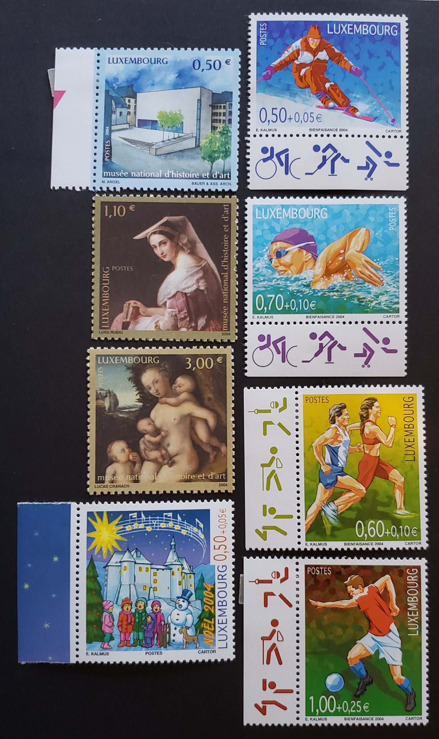 Lot 43 Luxembourg SC#1149/B444 2004 National Museum Of History And Art / Sports Issues, 8 VFNH Singles, Click on Listing to See ALL Pictures, 2017 Scott Cat. $19.75