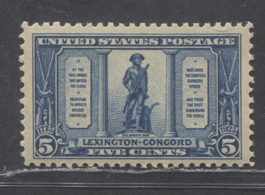 Lot 476 United States Of America #619 5c Dark Blue The Minute Man, 1925 Lexington Concord Issue, A VFNH Single