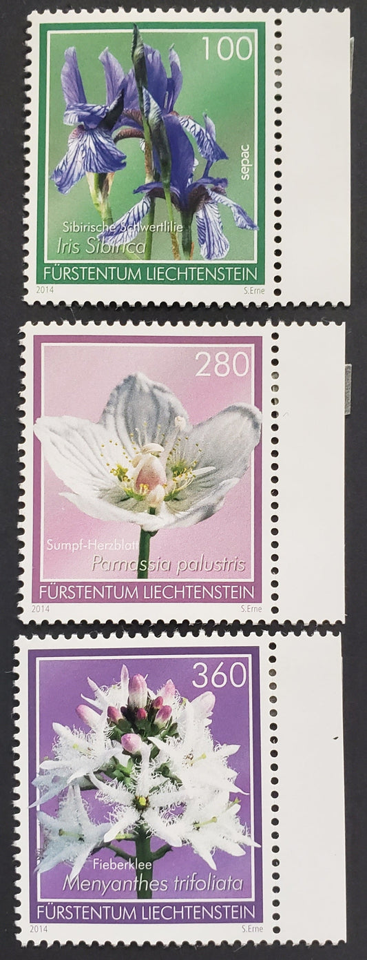 Lot 9 Liechtenstein SC#1612/1614 2014 Flowers Issue, 3 VFNH Singles, Click on Listing to See ALL Pictures, 2017 Scott Cat. $16.5