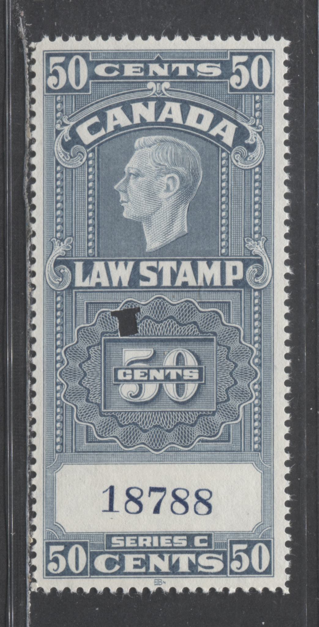 Canada #FSC25 50c Slate Blue King George VI, 1938-1967 Federal Law Stamp Issue, A VF Used Single