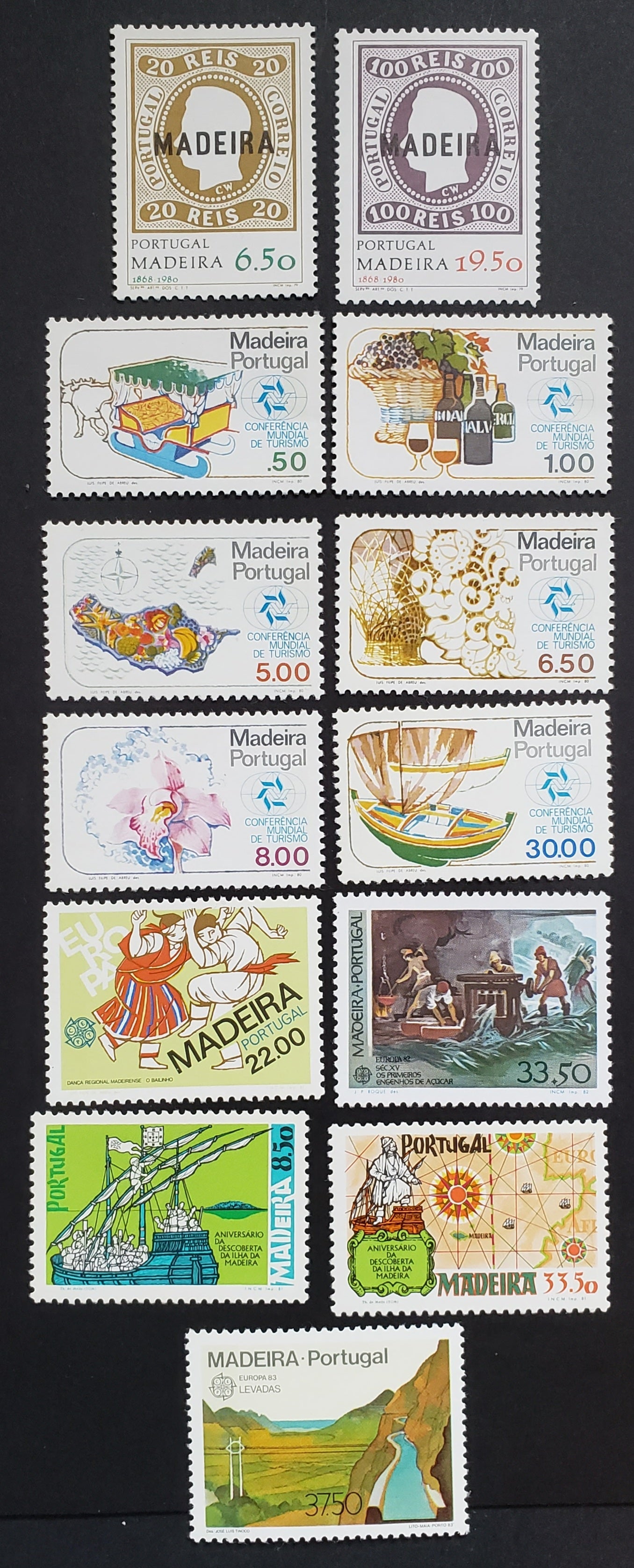 Lot 98 Madeira SC#66/121 1980-1983 Azores / Europa Issues, 13 VFNH Singles, Click on Listing to See ALL Pictures, 2017 Scott Cat.  $9.9