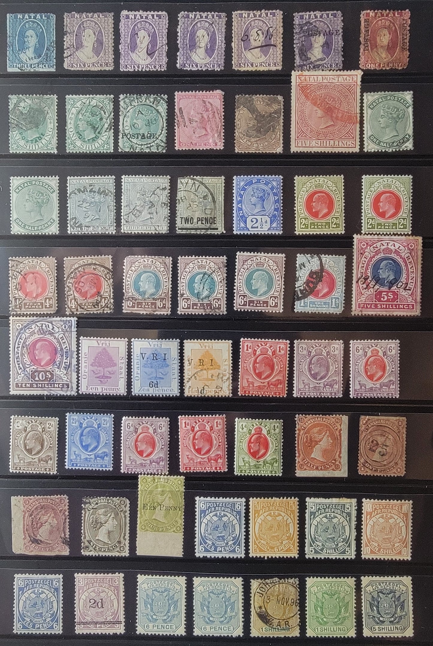 Lot 560 Natal, Orange River Colony & Transvaal Collection, 88 Mint & Used Stamps, VG-VF Quality, Owner's Catalogue $1,968