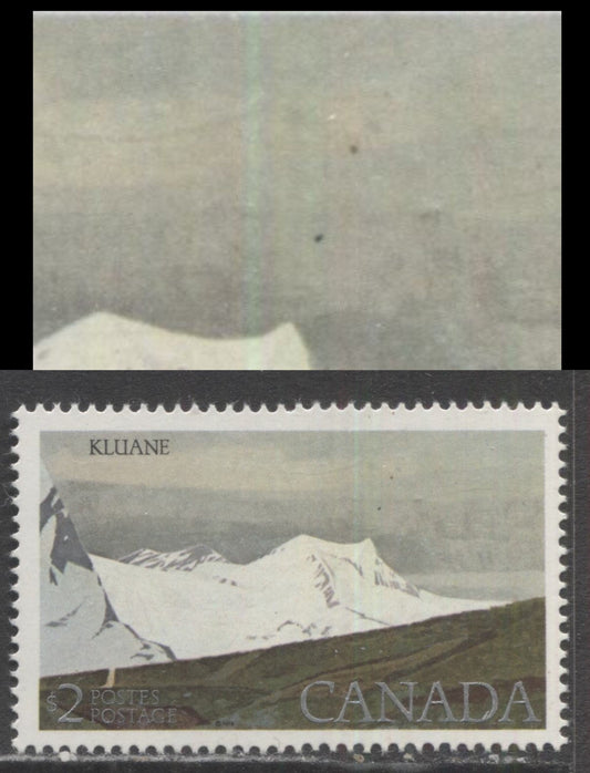 Lot 509 Canada #727var $2 Multicoloured Kluane National Park, 1977-1982 Floral & Environment Issue, A VFNH Single On LF4/LF4 Paper, Two Birds In Sky Variety, Possibly Constant Or Tertiary