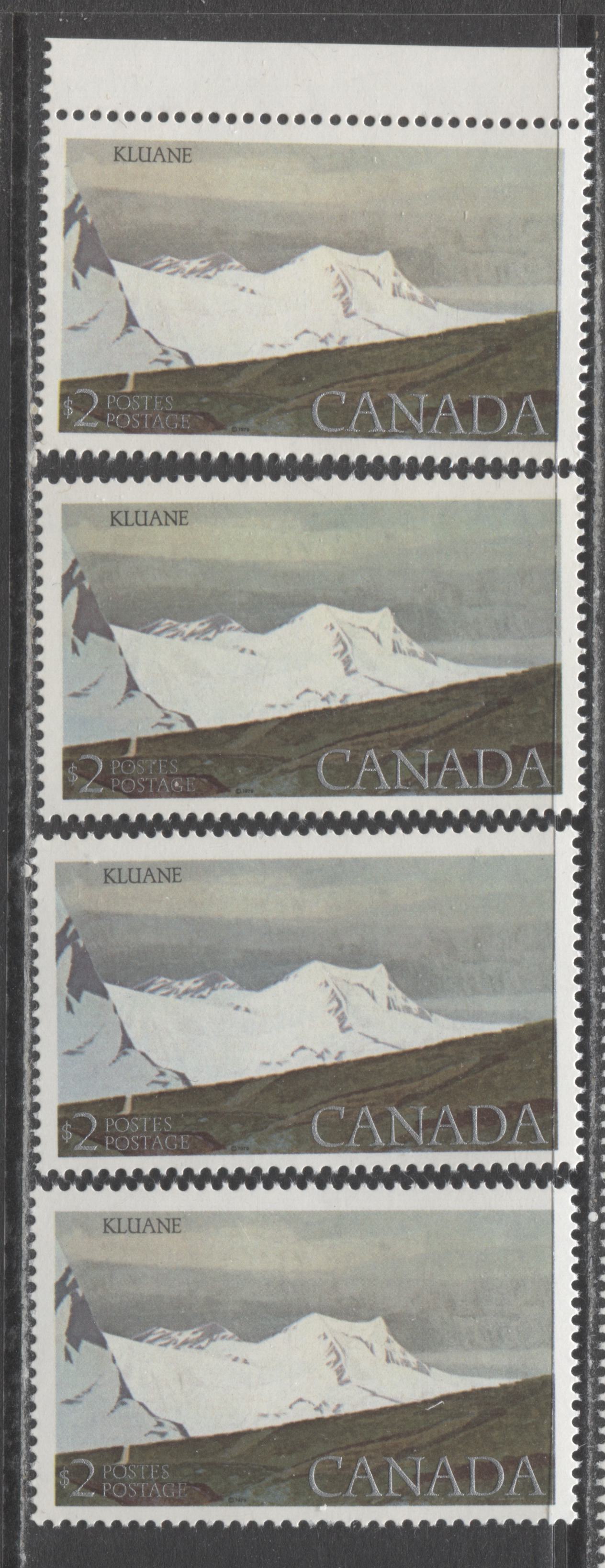 Lot 510 Canada #727 $2 Multicoloured Kluane National Park, 1977-1982 Floral & Environment Issue, 4 VFNH Singles On LF4/LF4 Paper, 4 Different Ground, Sky & Mountain Shades, Different From Lot 509