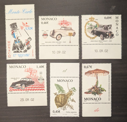 Lot 56 Monaco SC#2268/2276 2002 17th Magic Stars Magic Festival, Monte Carlo - 36th Int'l Flower Show Issues, 6 VFNH Singles, Click on Listing to See ALL Pictures, 2017 Scott Cat. $12.75