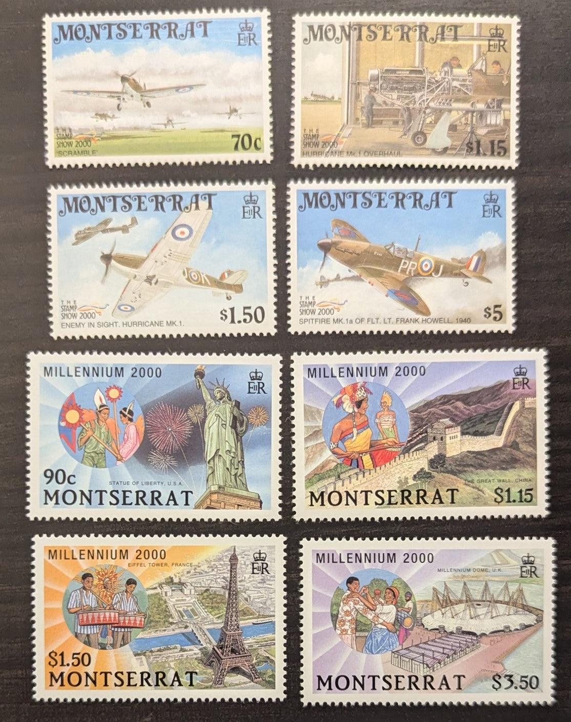 Lot 95 Montserrat SC#1003/1011 2000 London Stamp Show - Millennium Issues, 8 VFNH Singles, Click on Listing to See ALL Pictures, 2017 Scott Cat. $15.55